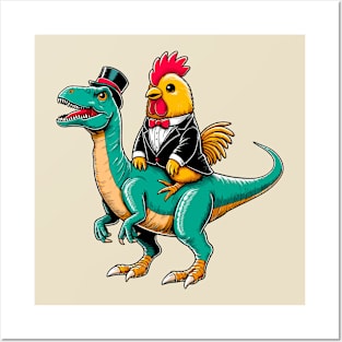 Tuxedo Rooster Dino Posters and Art